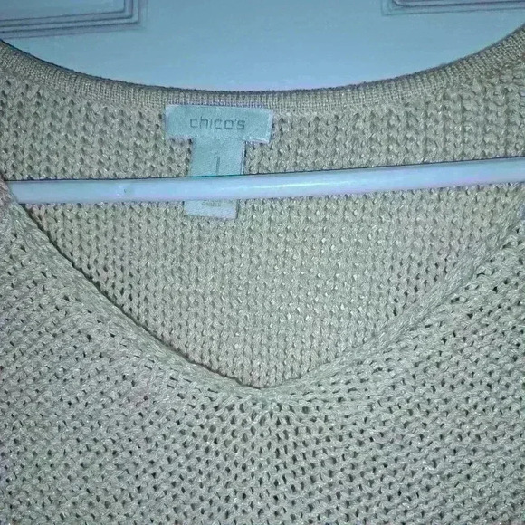 Size 1 Chico's Women's Shimmer Peach Long Sleeve Sweater # 151 - Picture 4 of 6